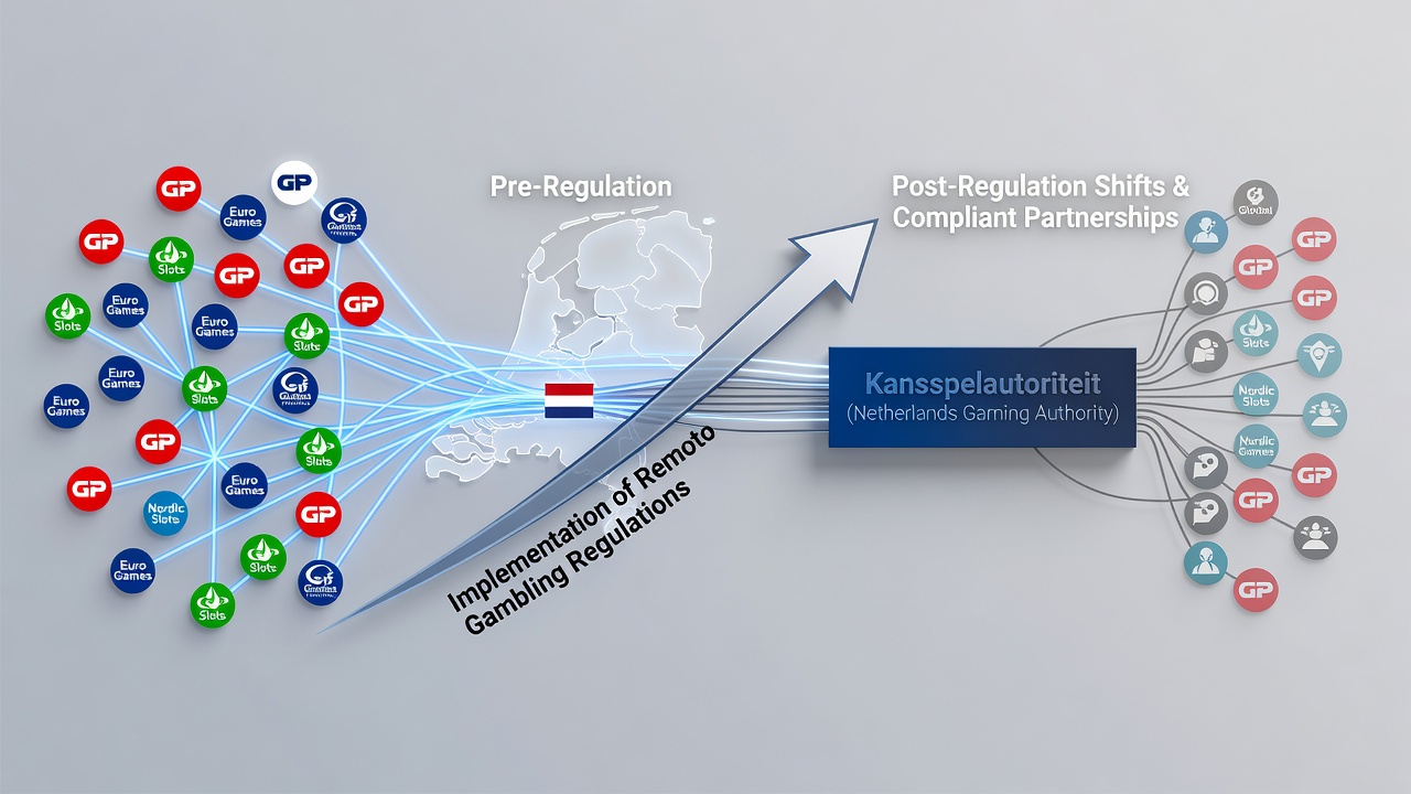 Darstellung von Partnerschaftsnetzwerken zwischen Game-Providern und niederländischen Betreibern nach der Regulierung